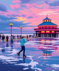 Realistic Retro Pier Skating Paint By Numbers