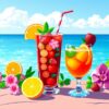 Realistic Retro Summer Drink Paint By Numbers