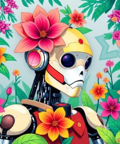 Realistic Robot Jungle Bloom Paint By Numbers