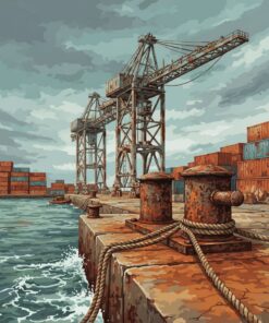 Realistic Rusted Port Iron Paint By Numbers