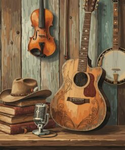 Realistic Rustic Music Icon Paint By Numbers