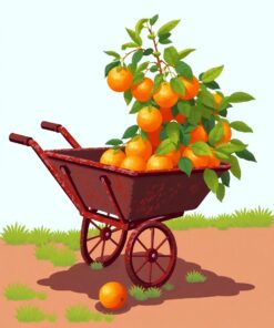 Grapefruit Wheelbarrow Paint Numbers