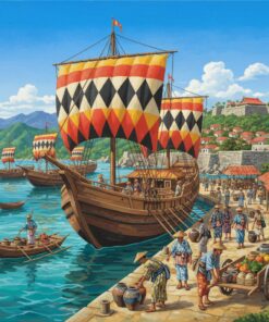 Realistic Ryukyu Trade Ships Paint By Numbers