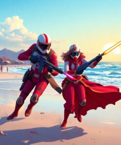 Realistic SciFi Beach Duel Paint By Numbers