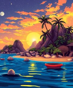 Realistic SciFi Island Haven Paint By Numbers