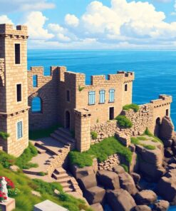Realistic Seaside Castle Ruins Paint By Numbers