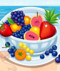 Realistic Seaside Fruit Plate Paint By Numbers