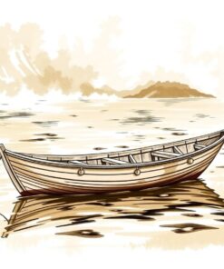 Realistic Sepia Boat Sketch Paint By Numbers