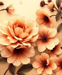 Realistic Sepia Floral Notes Paint By Numbers