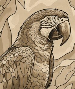 Realistic Sepia Macaw Drawing Paint By Numbers
