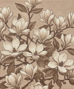 Realistic Sepia Magnolia Blossoms Paint By Numbers