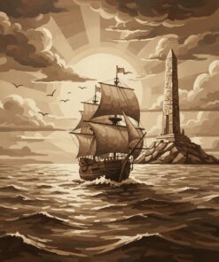 Realistic Sepia Monument Voyage Paint By Numbers