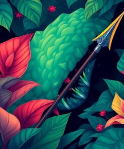 Realistic Spear Among Monstera Paint By Numbers
