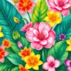 Tropical Blooms Paint Numbers