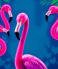 Realistic Static Neon Flamingo Paint By Numbers