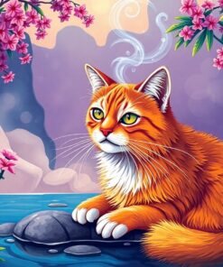 Realistic Steaming Oasis Cat Paint By Numbers