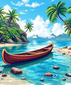 Realistic Stranded Island Canoe Paint By Numbers