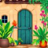 Realistic Strelitzia Rustic Doorway Paint By Numbers