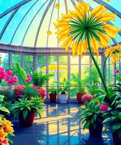 Realistic Sunlit Conservatory Rain Paint By Numbers