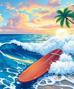 Realistic Surfboard Shore Waves Paint By Numbers