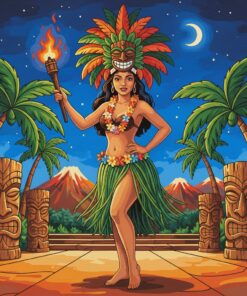 Realistic Tiki Cabaret Girl Paint By Numbers