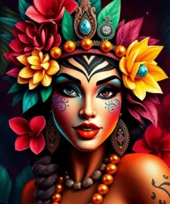 Realistic Tiki Cabaret Girl Paint By Numbers