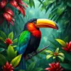 Realistic Toucanet Tropical Rain Paint By Numbers