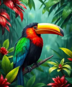 Realistic Toucanet Tropical Rain Paint By Numbers