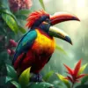 Realistic Toucanet Tropical Rain Paint By Numbers