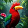 Realistic Toucanet Tropical Rain Paint By Numbers