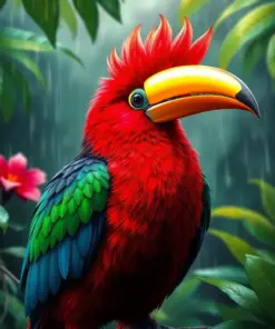 Realistic Toucanet Tropical Rain Paint By Numbers