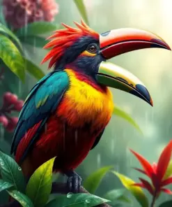 Realistic Toucanet Tropical Rain Paint By Numbers