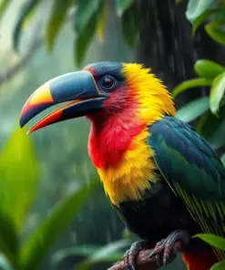 Realistic Toucanet Tropical Rain Paint By Numbers