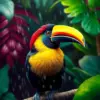 Realistic Toucanet Tropical Rain Paint By Numbers