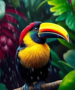 Realistic Toucanet Tropical Rain Paint By Numbers