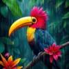 Realistic Toucanet Tropical Rain Paint By Numbers