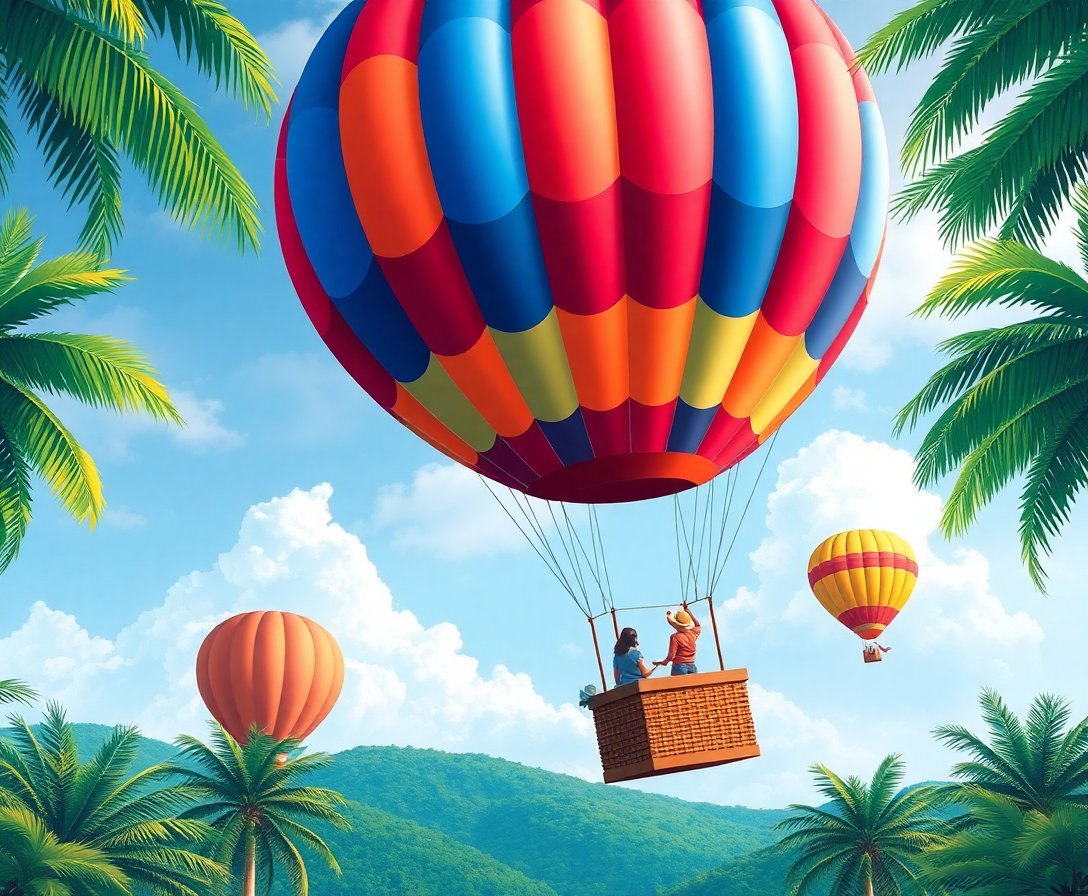 Realistic Tropical Balloon Ascent Paint By Numbers Kit completed