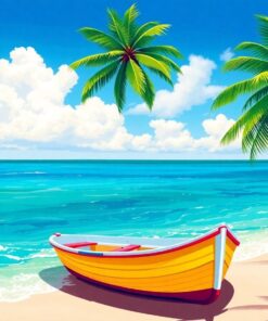 Realistic Tropical Beach Skiff Paint By Numbers