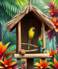 Realistic Tropical Bird Shelter Paint By Numbers