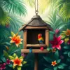 Realistic Tropical Bird Shelter Paint by Numbers