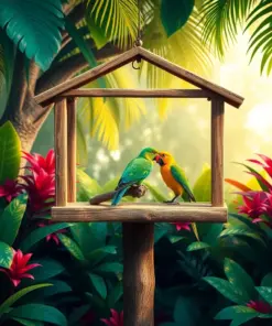 Realistic Tropical Bird Shelter Paint By Numbers