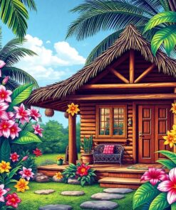 Cabin Blooms Paint Numbers