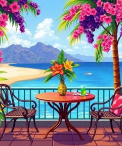 Realistic Tropical Cafe Table Paint By Numbers