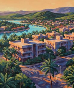 Realistic Tropical City Shadows Paint By Numbers