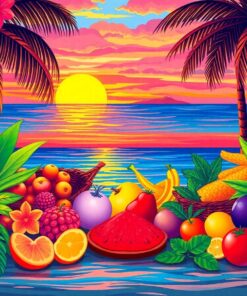 Realistic Tropical Culinary Sunrise Paint By Numbers