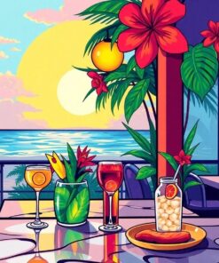 Realistic Tropical Diner Glass Paint By Numbers
