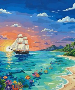 Realistic Tropical Horizon Sailing Paint By Numbers