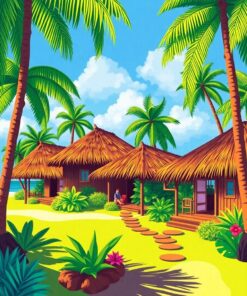 Island Huts Paint Numbers