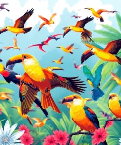 Realistic Tropical Migratory Flock Paint By Numbers