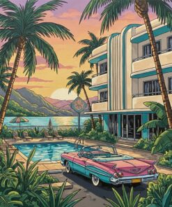 Realistic Tropical Motel Matchcover Paint By Numbers